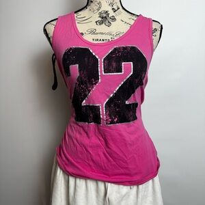 Derek Heart Pink Tank Top with Black Graphic